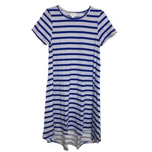 NWT LuLaRoe Small Carly Dress blue white 0832